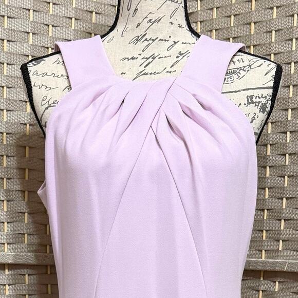 Calvin Klein Pleated Halter Neck Sheath Dress Size 10 Pale Lilac Scuba Crepe NEW - Picture 4 of 11